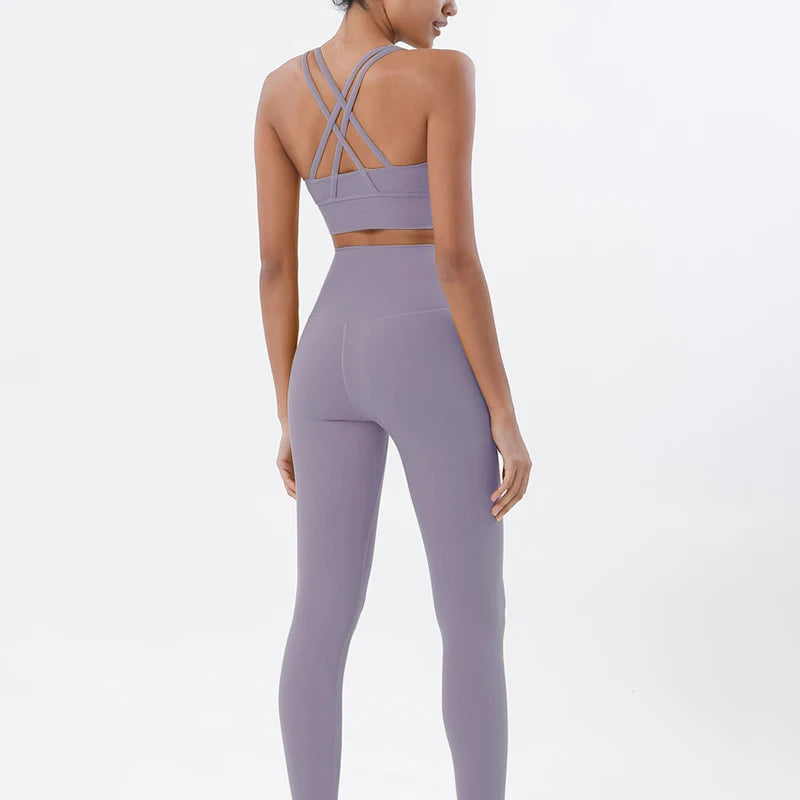 Set yoga da donna in nylon a due pezzi