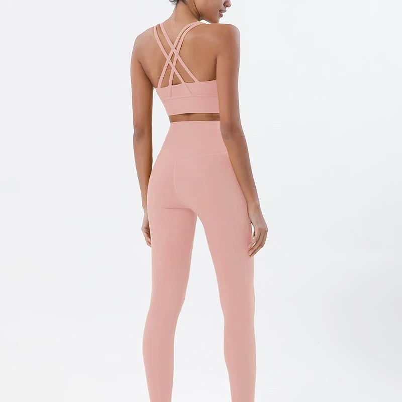 Set yoga da donna in nylon a due pezzi