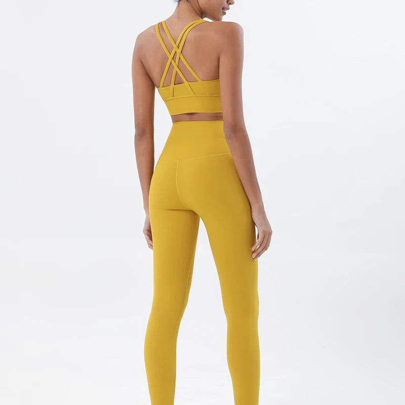 Set yoga da donna in nylon a due pezzi