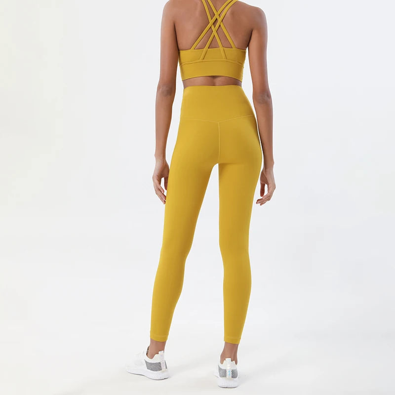 Set yoga da donna in nylon a due pezzi