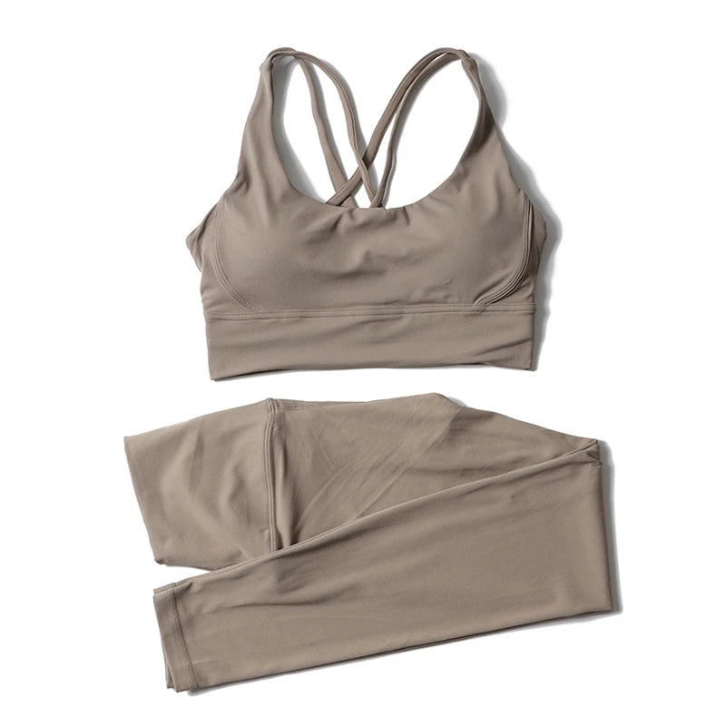 Set yoga da donna in nylon a due pezzi