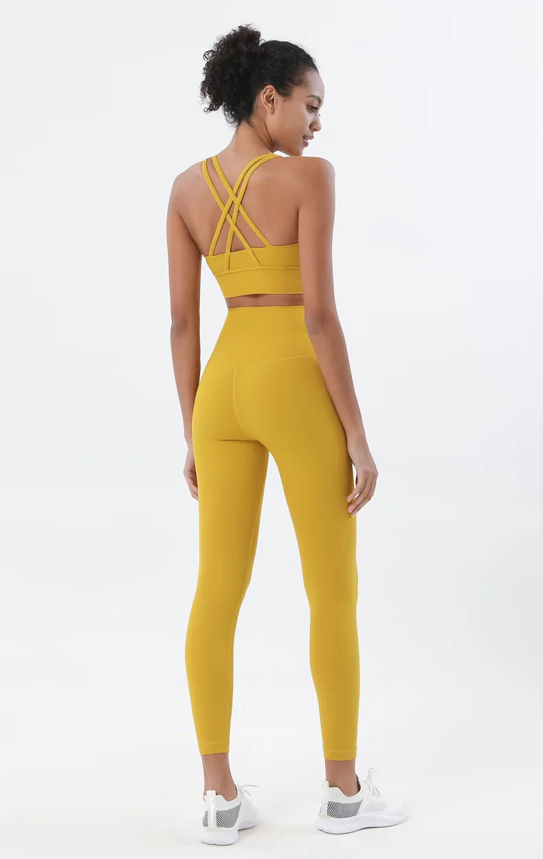 Set yoga da donna in nylon a due pezzi