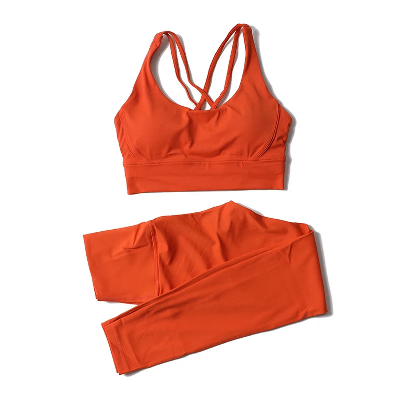 Set yoga da donna in nylon a due pezzi