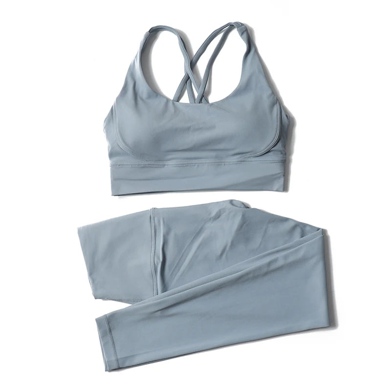 Set yoga da donna in nylon a due pezzi