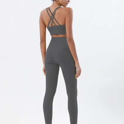 Set yoga da donna in nylon a due pezzi