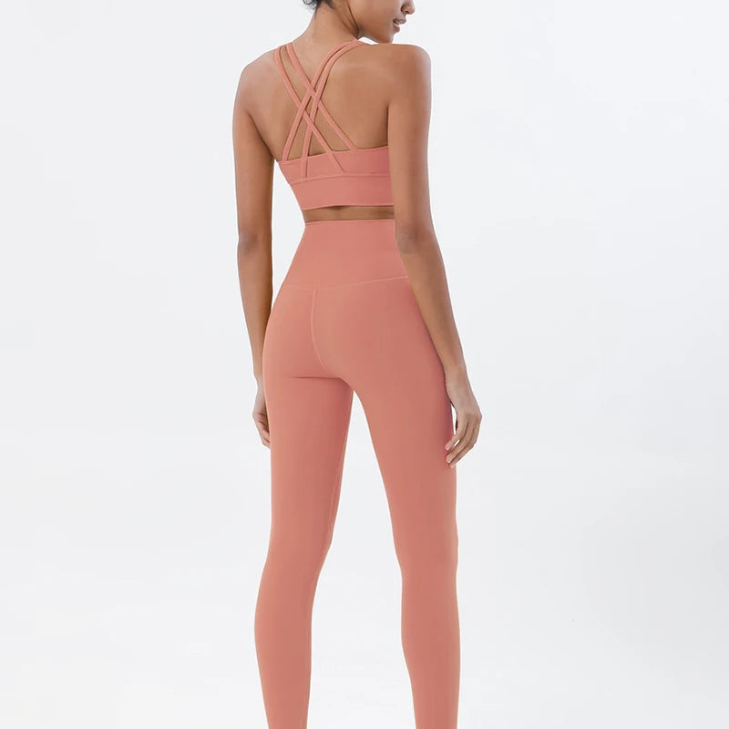 Set yoga da donna in nylon a due pezzi