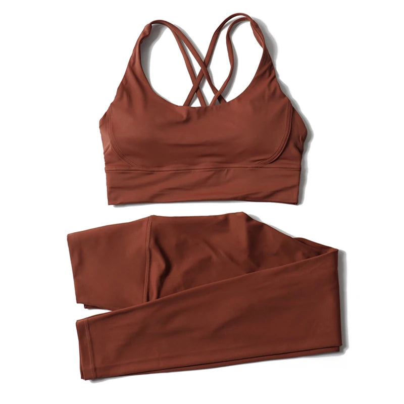 Set yoga da donna in nylon a due pezzi