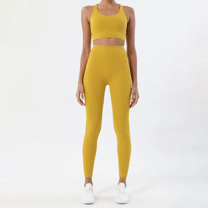 Set yoga da donna in nylon a due pezzi