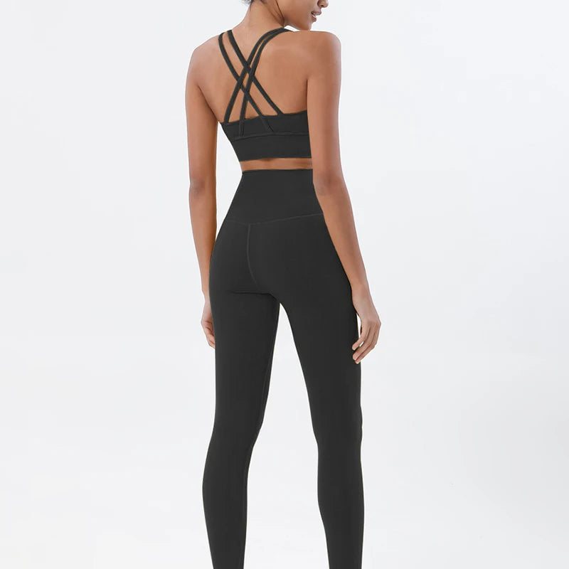 Set yoga da donna in nylon a due pezzi