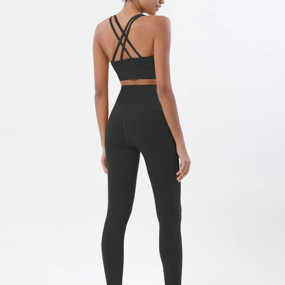Set yoga da donna in nylon a due pezzi