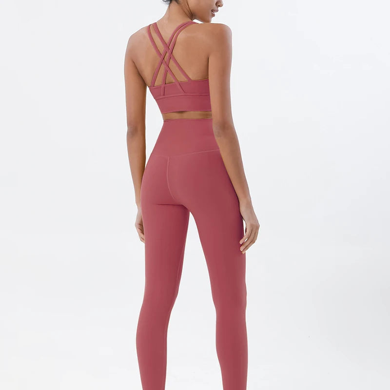 Set yoga da donna in nylon a due pezzi