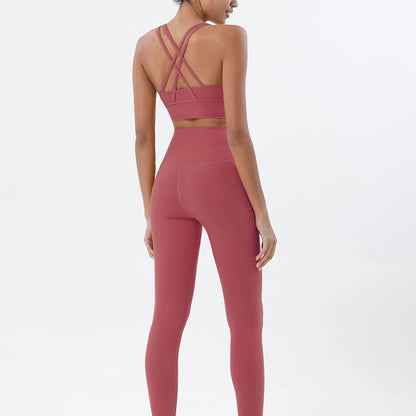 Set yoga da donna in nylon a due pezzi