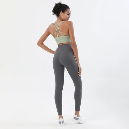 Set yoga da donna in nylon a due pezzi