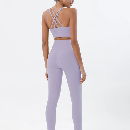 Set yoga da donna in nylon a due pezzi