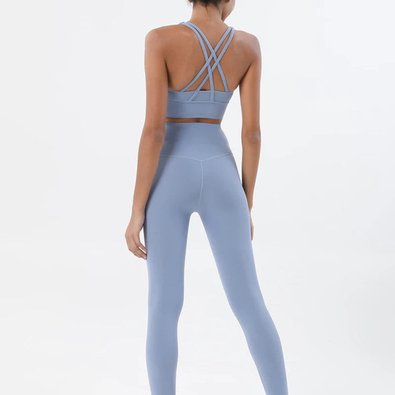 Set yoga da donna in nylon a due pezzi
