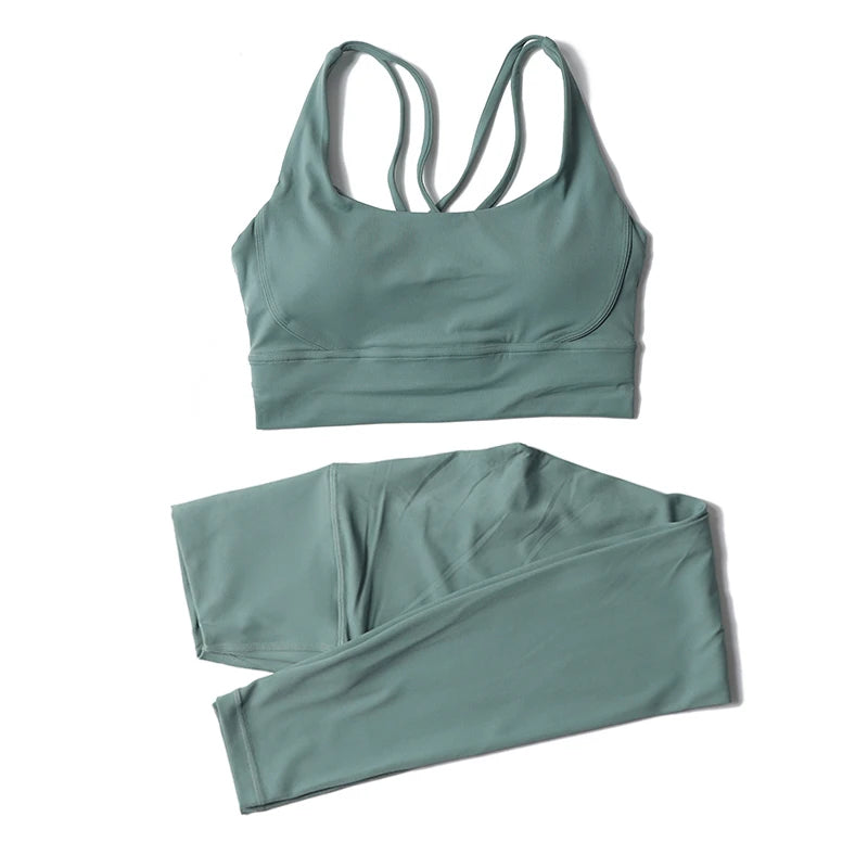 Set yoga da donna in nylon a due pezzi