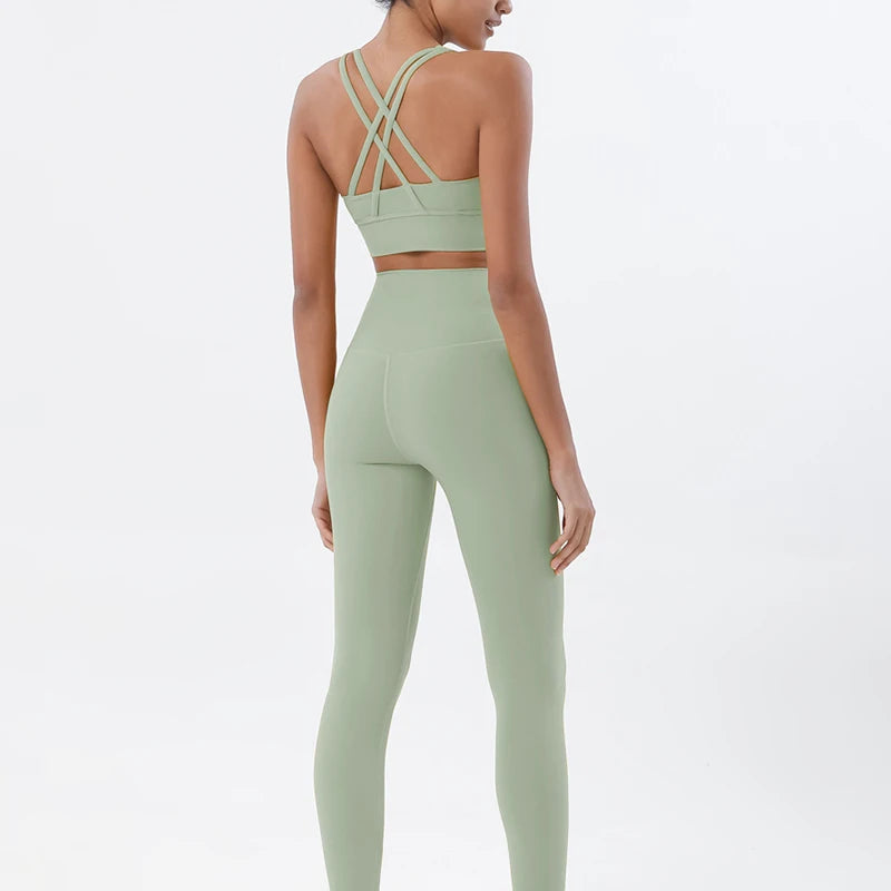 Set yoga da donna in nylon a due pezzi