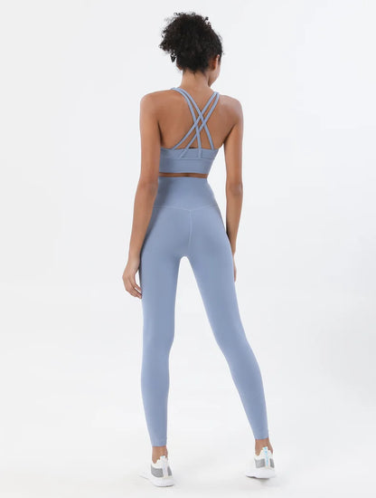 Set yoga da donna in nylon a due pezzi