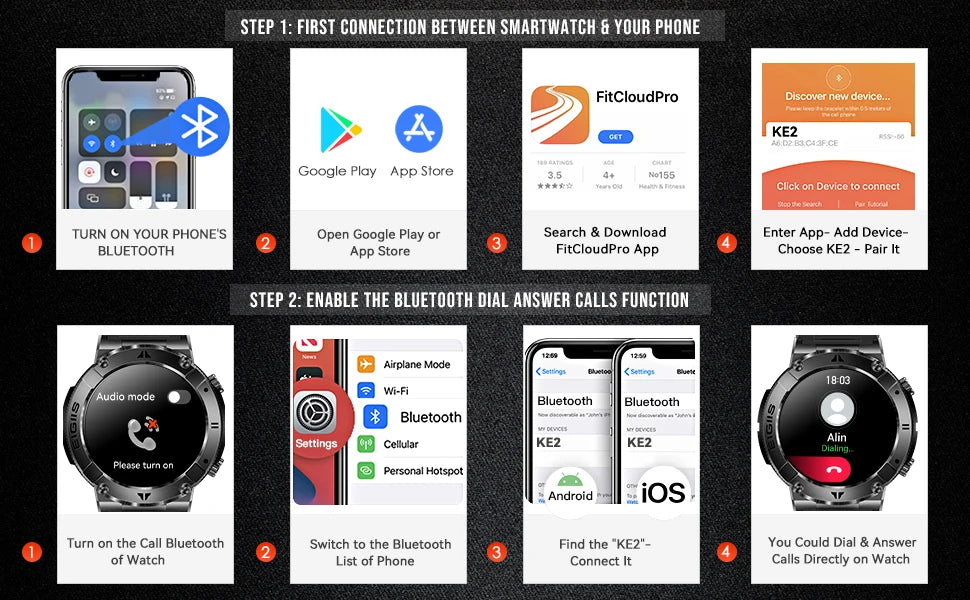 Smartwatch da uomo con chiamate Bluetooth