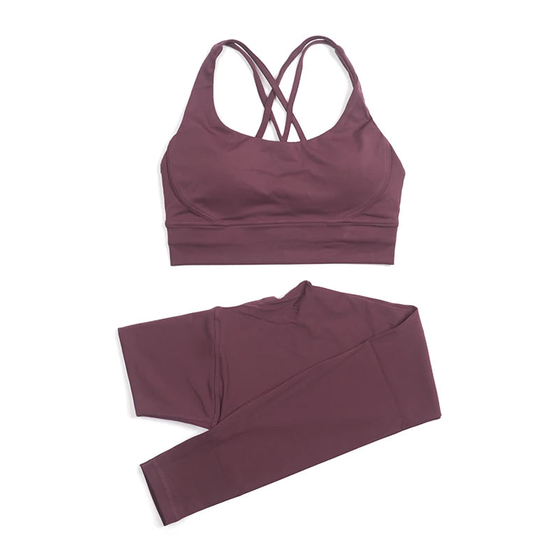 Set yoga da donna in nylon a due pezzi