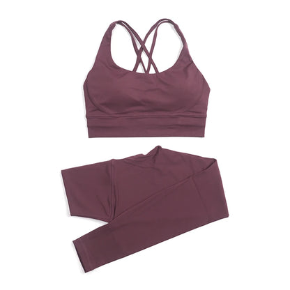 Set yoga da donna in nylon a due pezzi