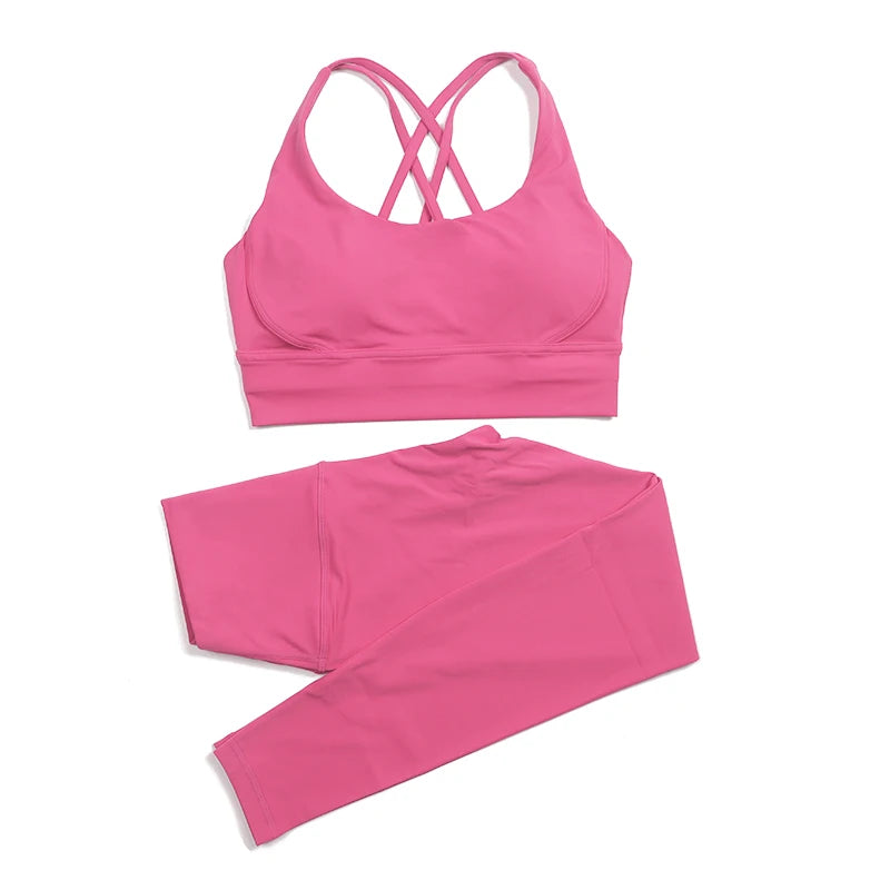Set yoga da donna in nylon a due pezzi