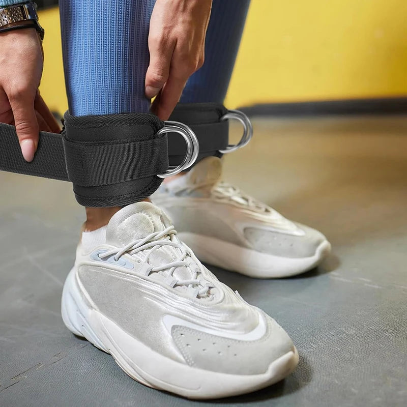 Adjustable ankle straps for cable workouts