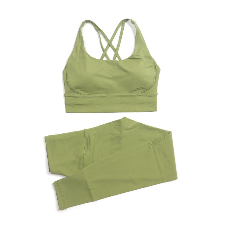 Set yoga da donna in nylon a due pezzi