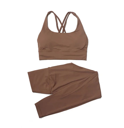Set yoga da donna in nylon a due pezzi