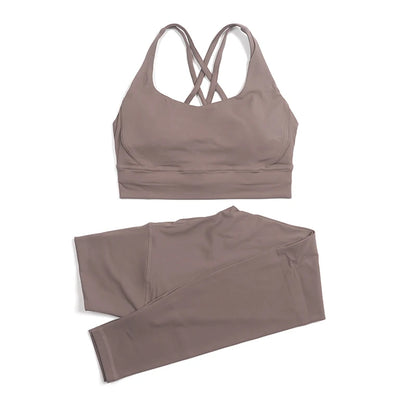 Set yoga da donna in nylon a due pezzi
