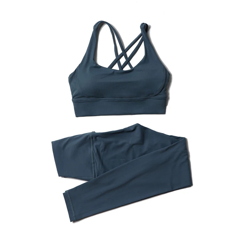 Set yoga da donna in nylon a due pezzi